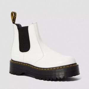 New Dr. Martens 2976 Quad White Platform Chelsea Smooth Leather Boots Women's 10